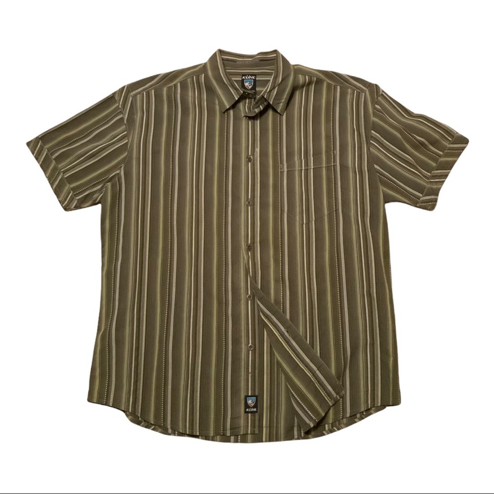 KUHL Never Worn Suncel Mens X-Large Stripe Short Sleeve Button Down